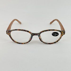 A.J. Morgan +2.00 Brown Floral Reading Glasses